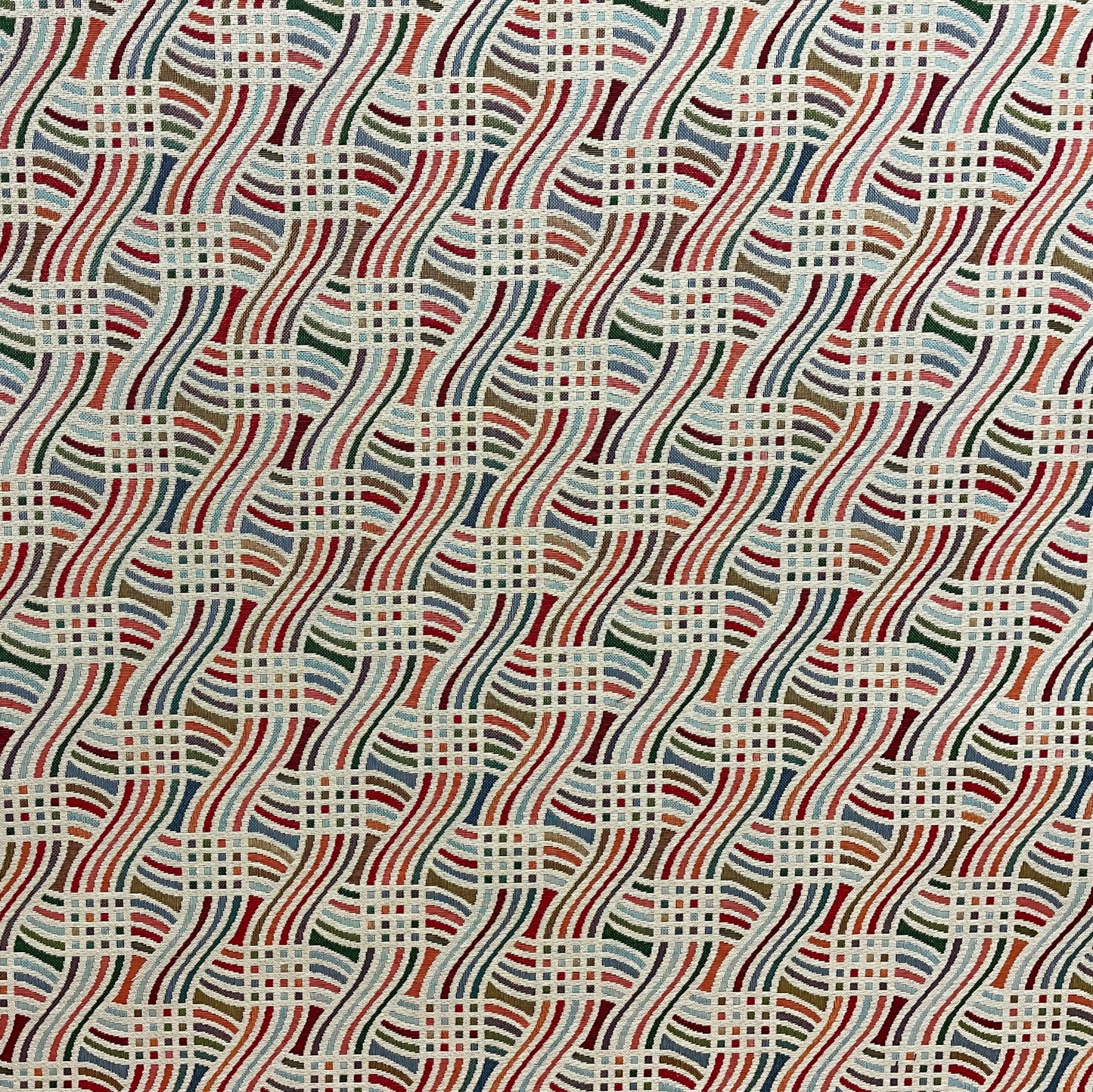 Retro Wave Jacquard Room Fabric - Multicolor