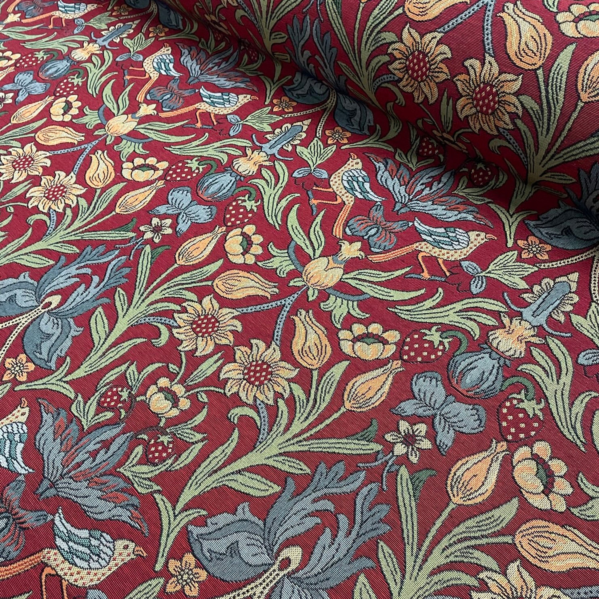 Strawberry Bird Tapestry Red Room Fabric