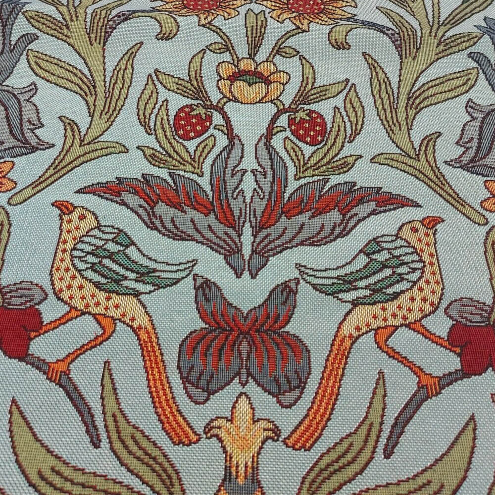 Strawberry Bird Tapestry Duck Egg Blue Room Fabric