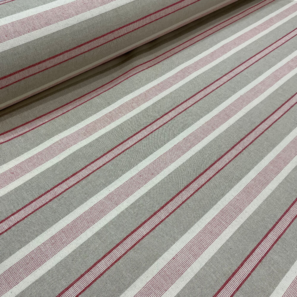 Princeton Stripe Red Double Width Fabric