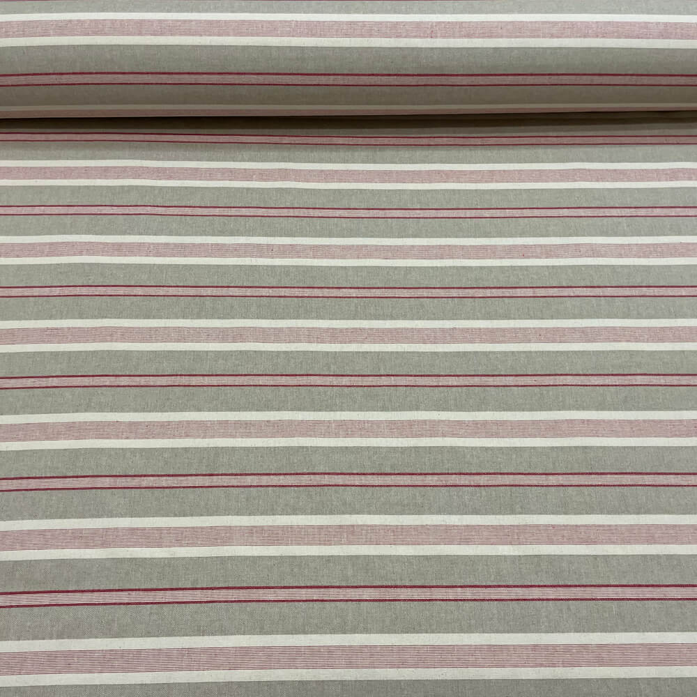 Princeton Stripe Red Double Width Room Fabric