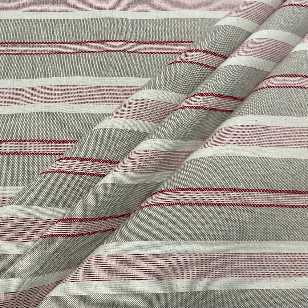 Princeton Stripe Red Double Width Room Fabric