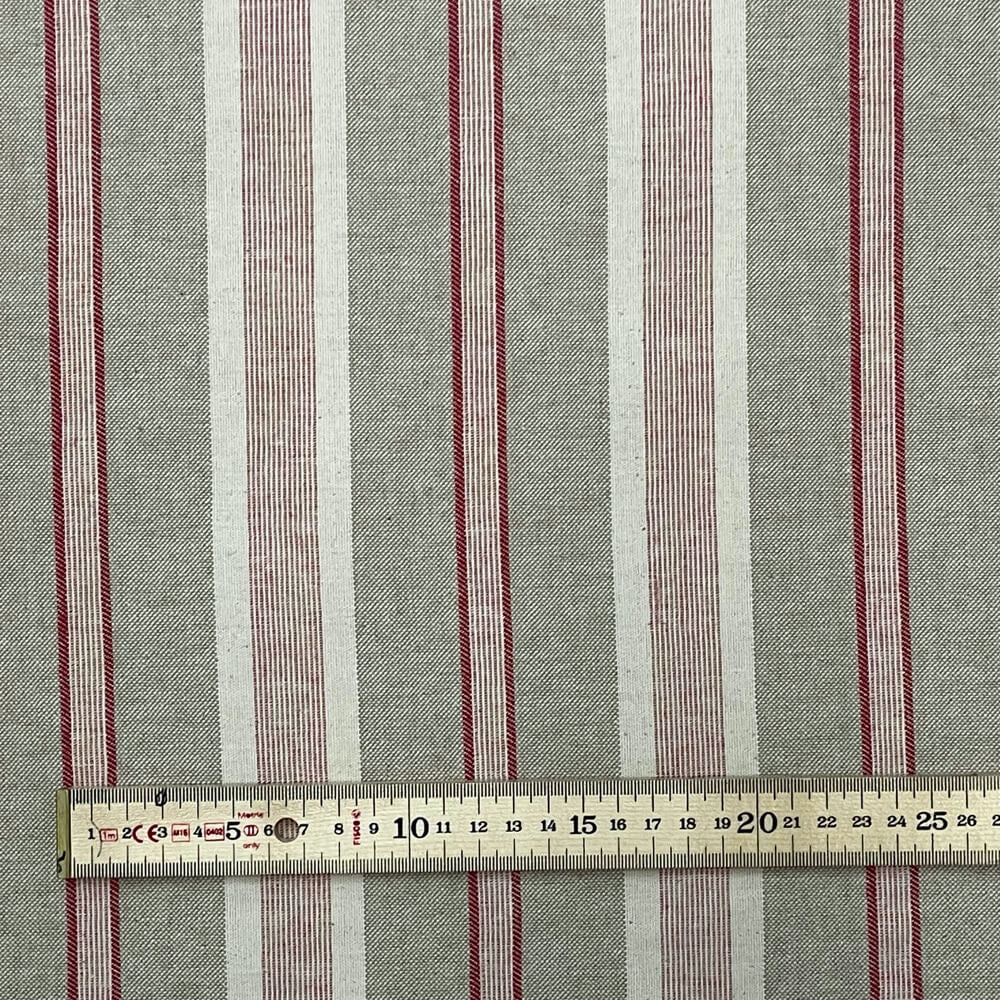 Princeton Stripe Red Double Width Room Fabric