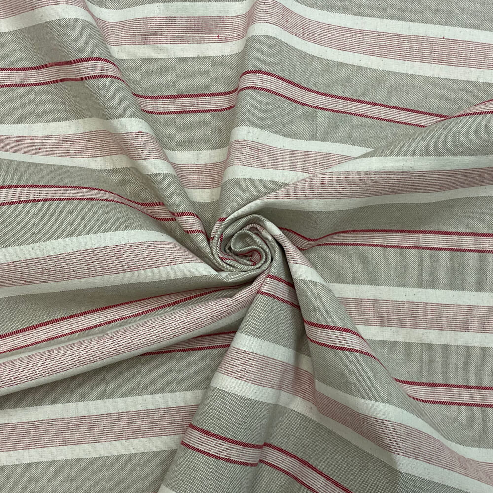 Princeton Stripe Red Double Width Room Fabric