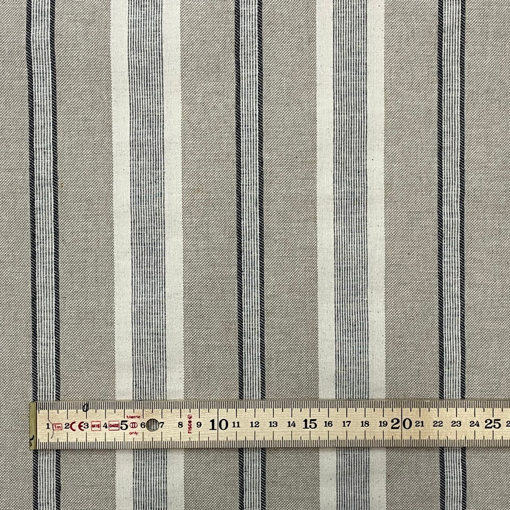 Princeton Stripe Grey Double Width Room Fabric