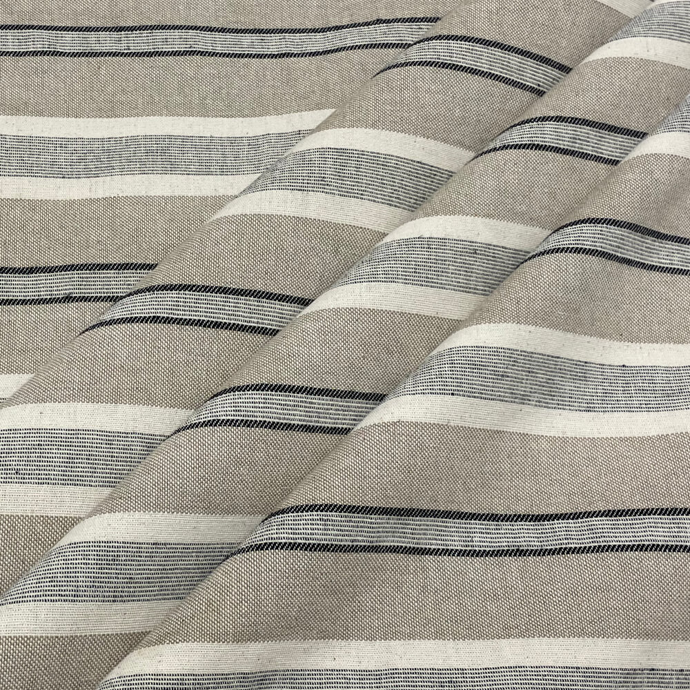 Princeton Stripe Grey Double Width Room Fabric