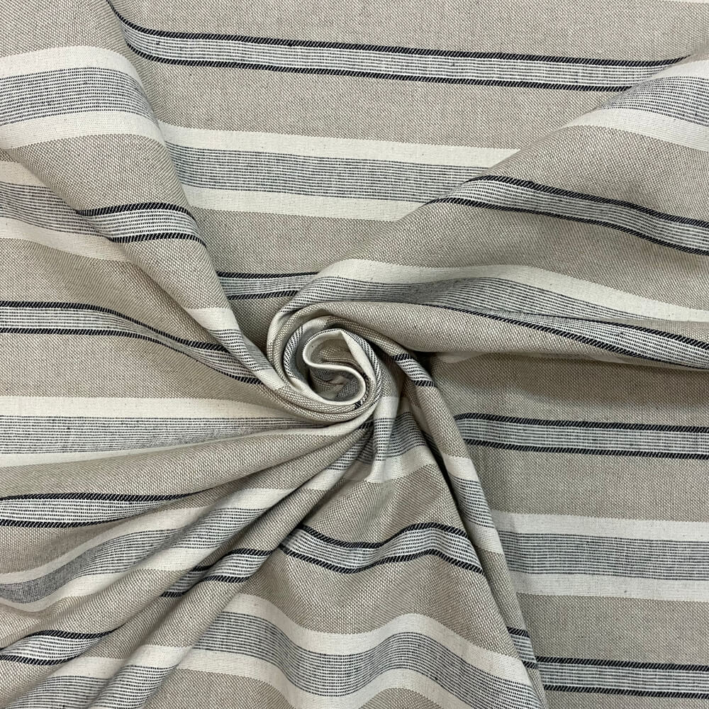 Princeton Stripe Grey Double Width Room Fabric