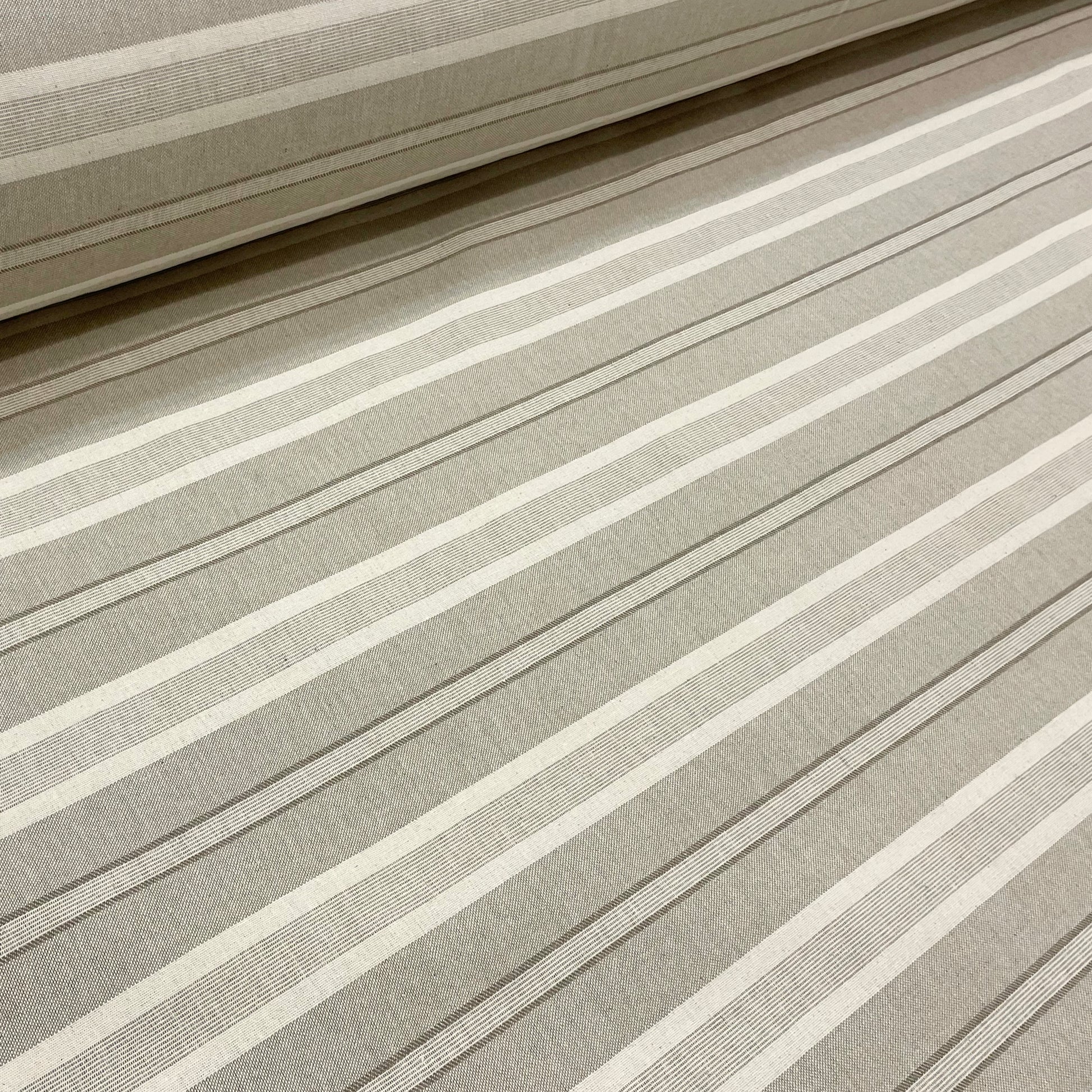 Princeton Stripe Cream Double Width Fabric