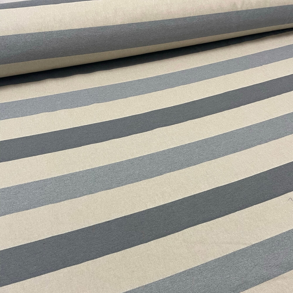 Sussex Stripe Grey Double Width Fabric