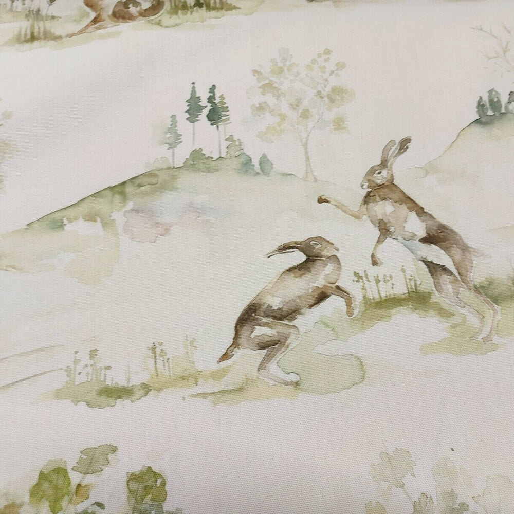 Voyage Boxing Hares White Room Fabric
