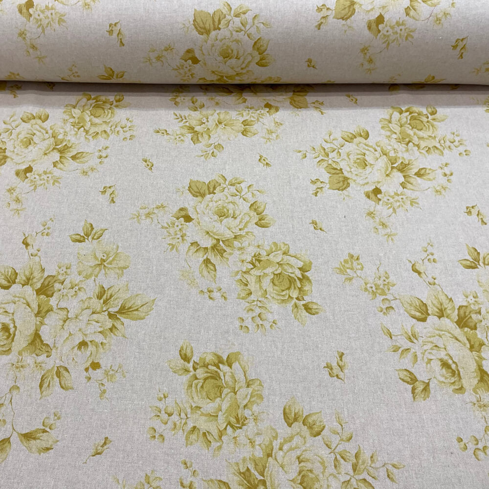 Dorothy Rose Yellow Double Width Room Fabric