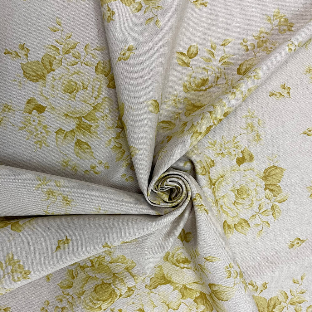 Dorothy Rose Yellow Double Width Room Fabric