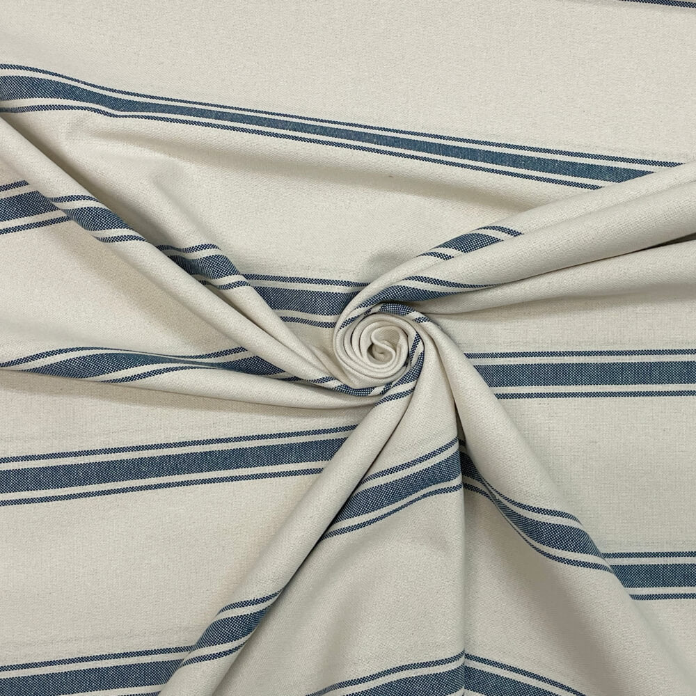 Lyon Stripe Blue Double Width Room Fabric