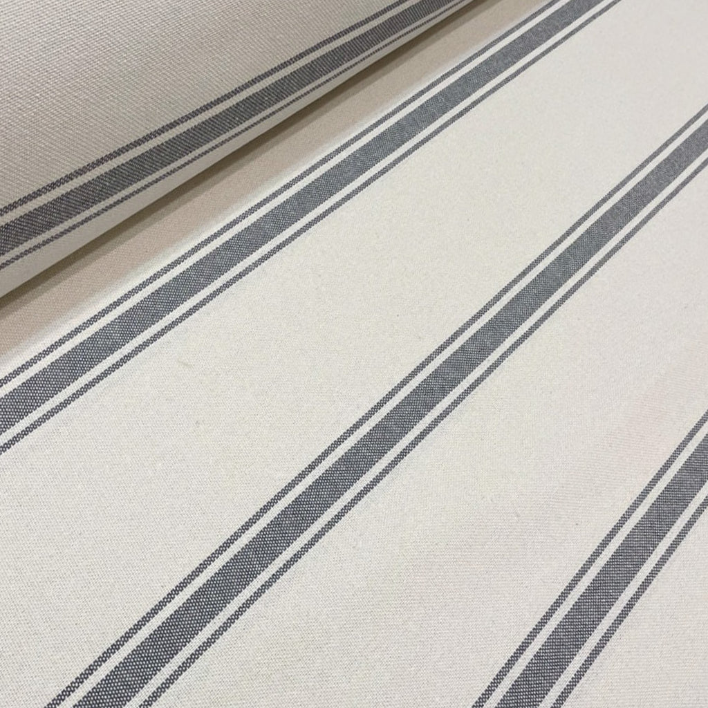 Lyon Stripe Grey Double Width Room Fabric