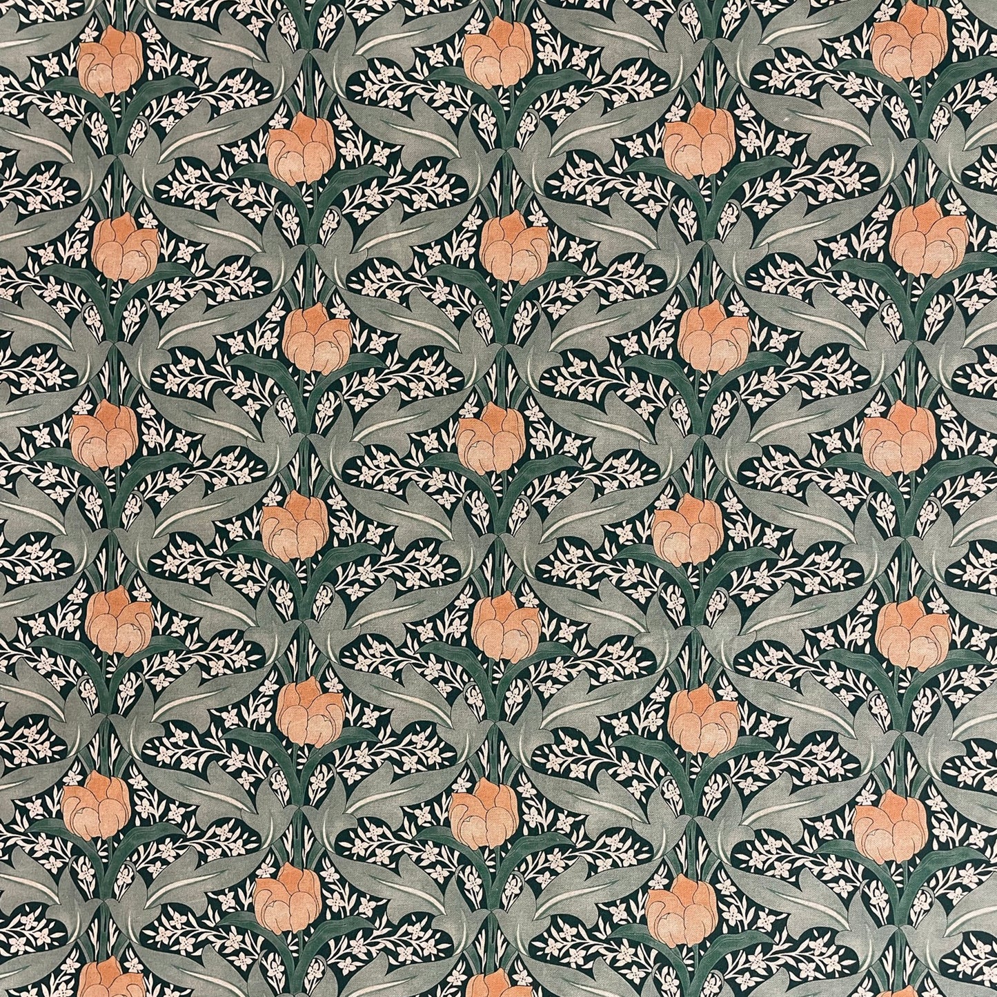 Morris Tulip Green Double Width Fabric