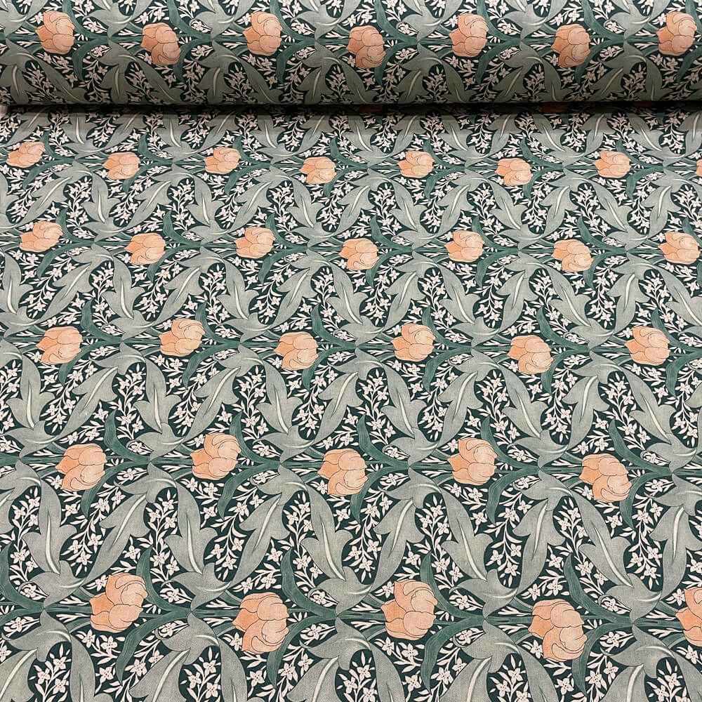Morris Tulip Green Double Width Room Fabric