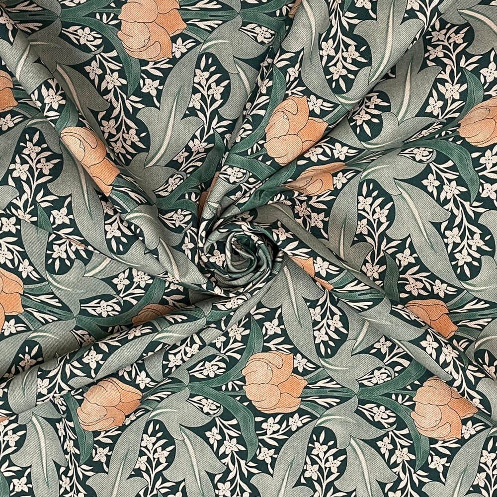 Morris Tulip Green Double Width Room Fabric