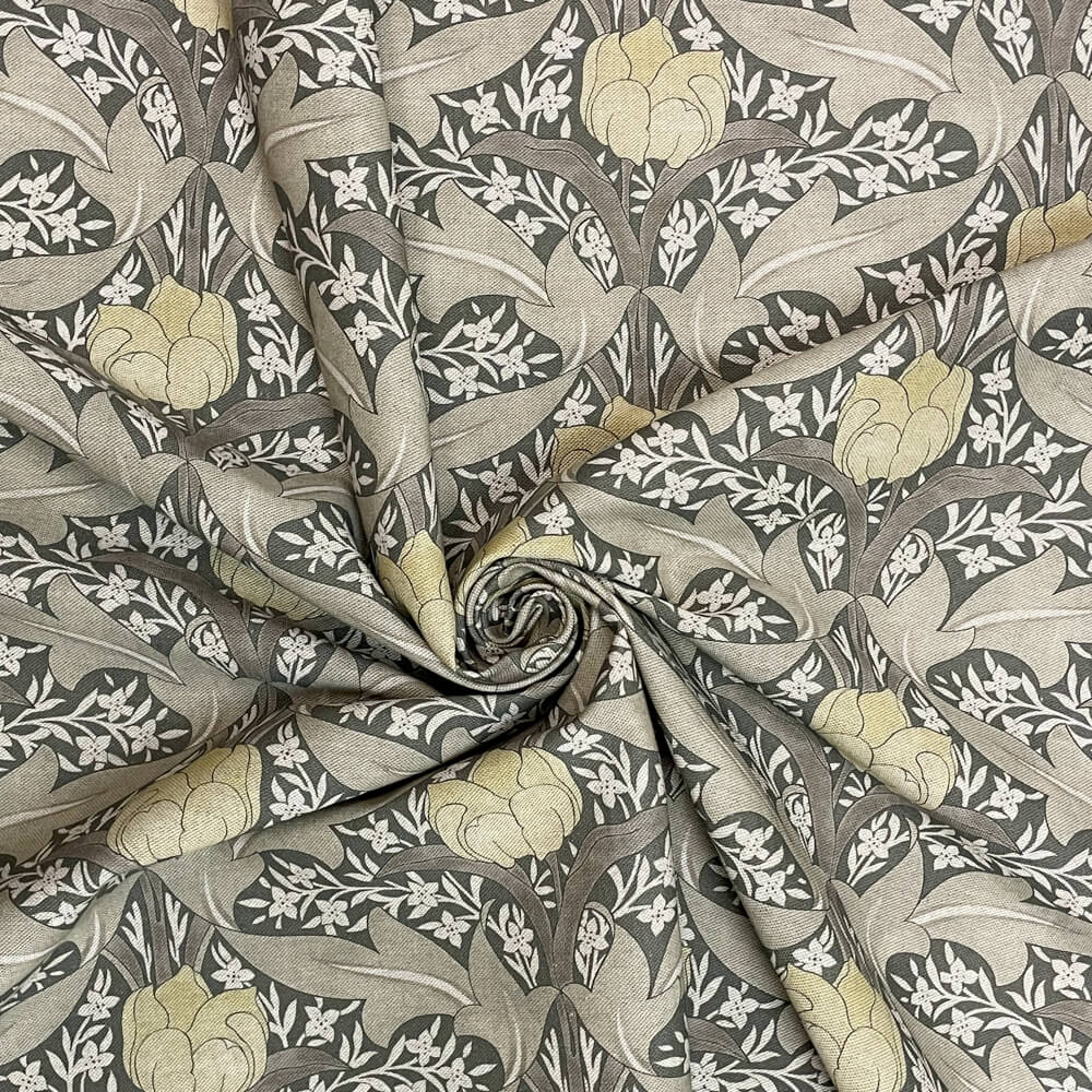 Morris Tulip Grey Double Width Room Fabric
