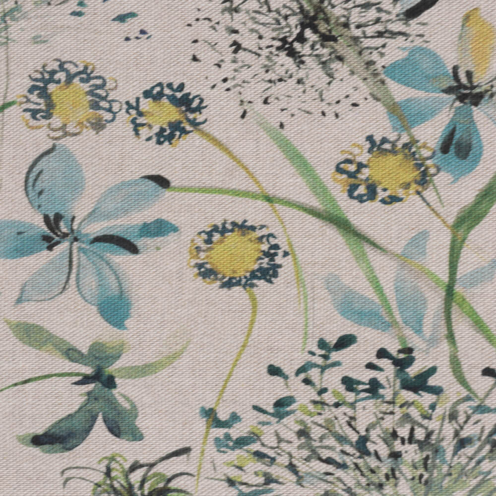 The Meadow in Teal Double Width Room Fabric