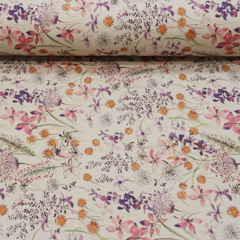 The Meadow in Pink Double Width Room Fabric