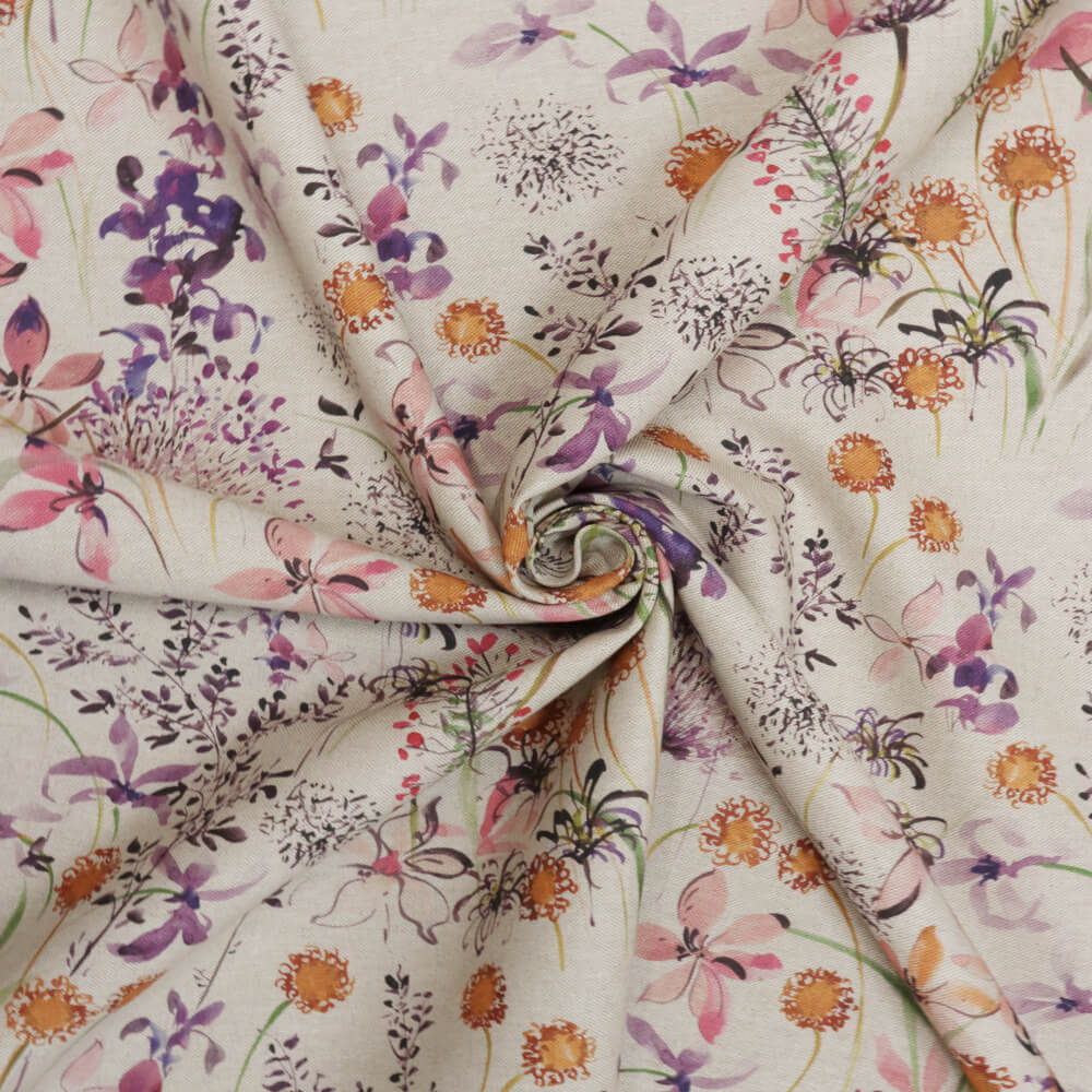 The Meadow in Pink Double Width Room Fabric