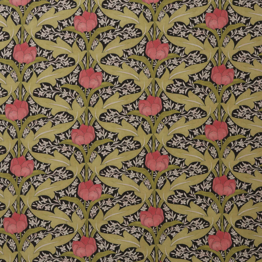 Morris Tulip Olive Green Double Width Fabric
