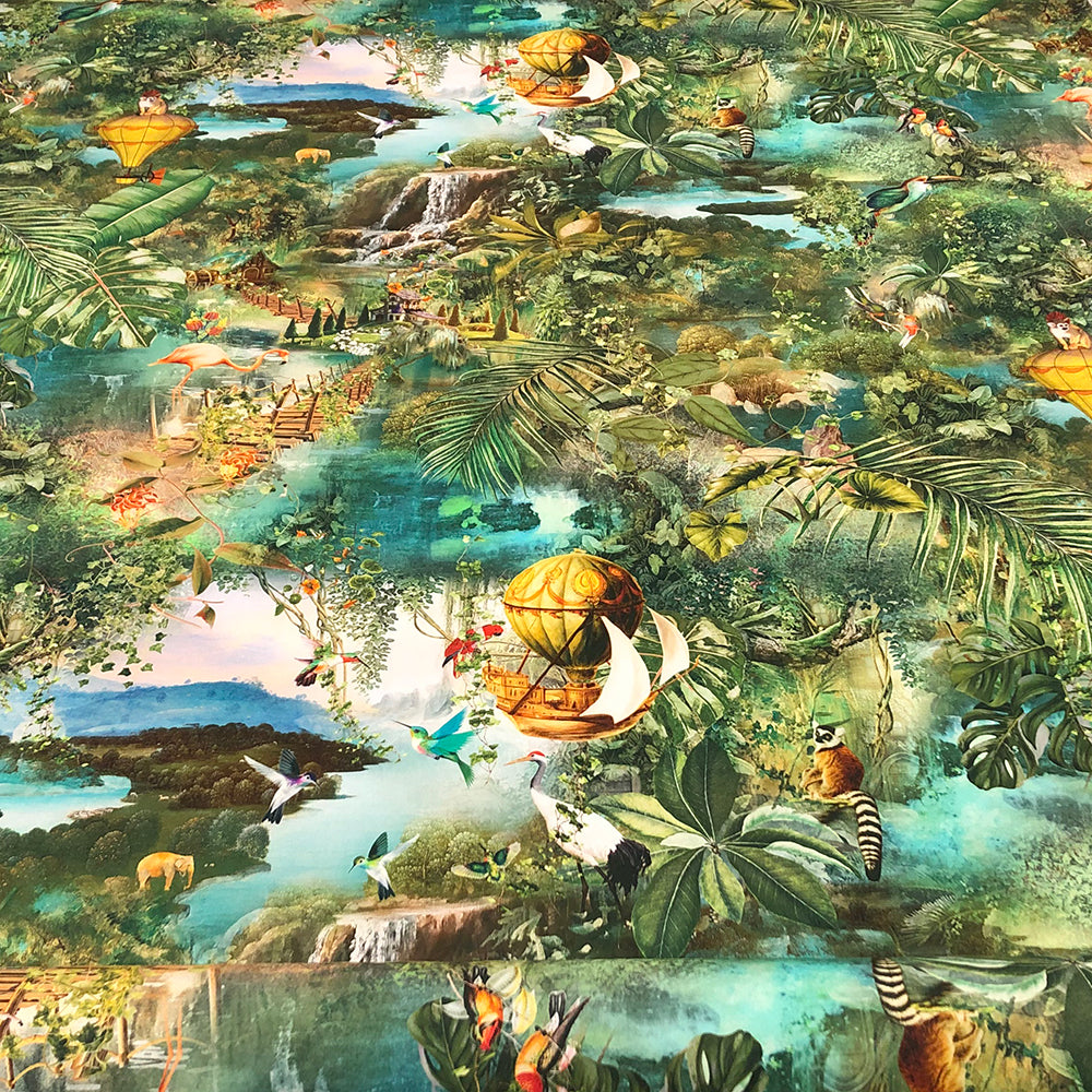 Paradise Falls Velvet Room Fabric - Green