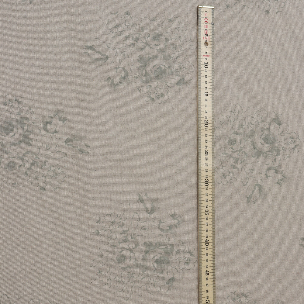 Vintage Floral Bouquet Grey Double Width Room Fabric