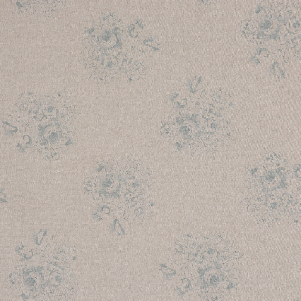 Vintage Floral Bouquet Duck Egg Double Width Fabric