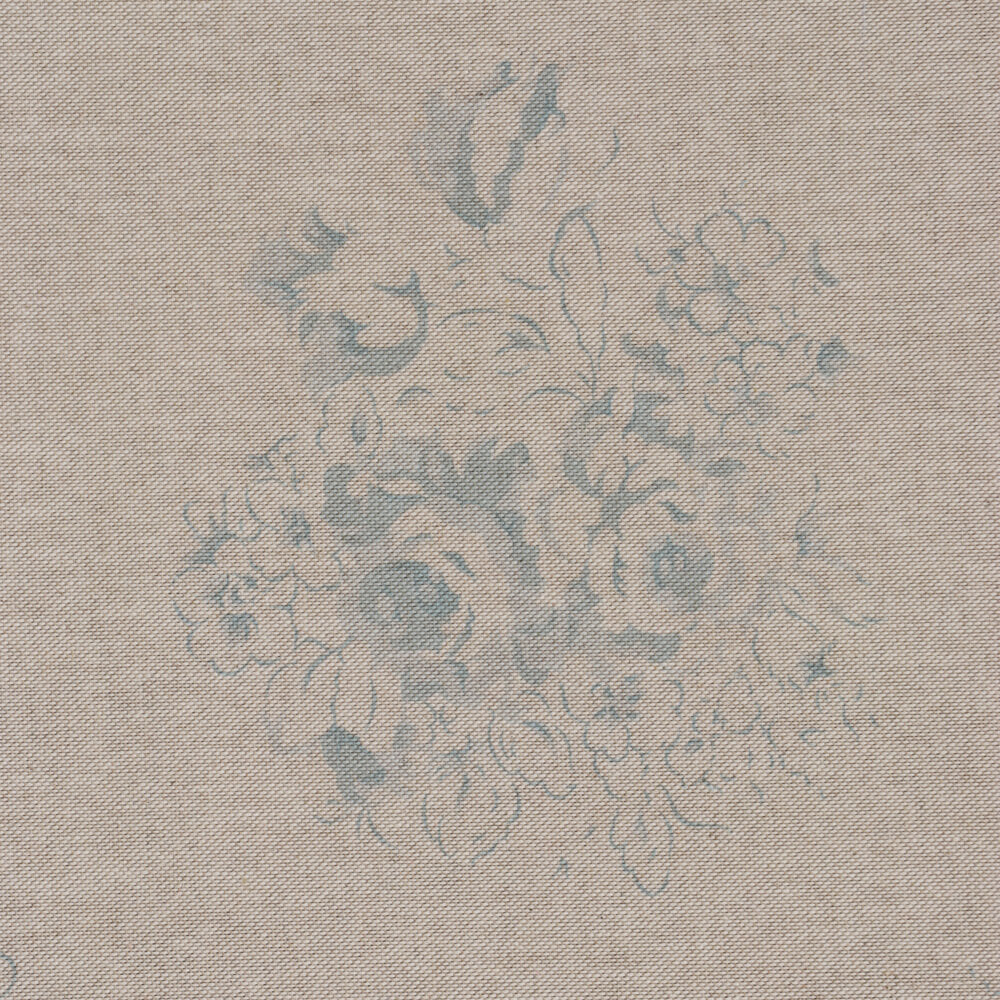 Vintage Floral Bouquet Duck Egg Double Width Room Fabric