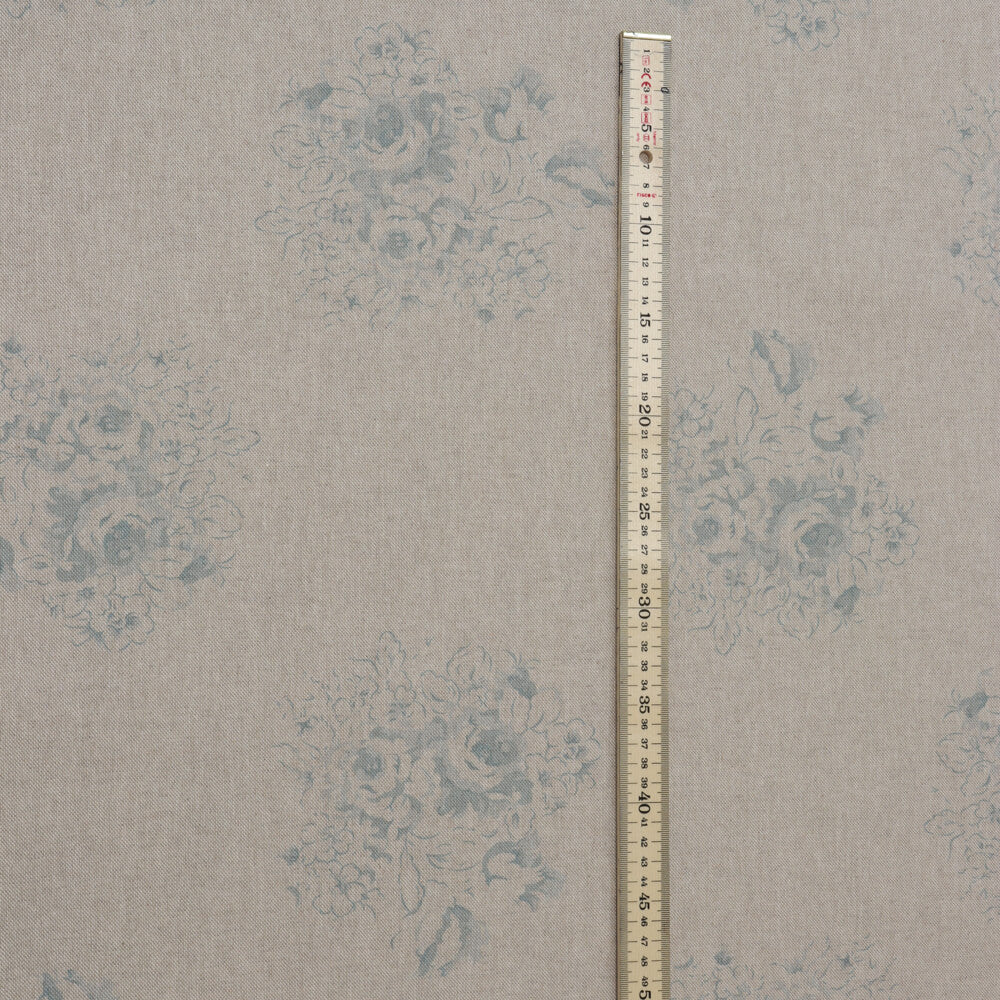 Vintage Floral Bouquet Duck Egg Double Width Room Fabric