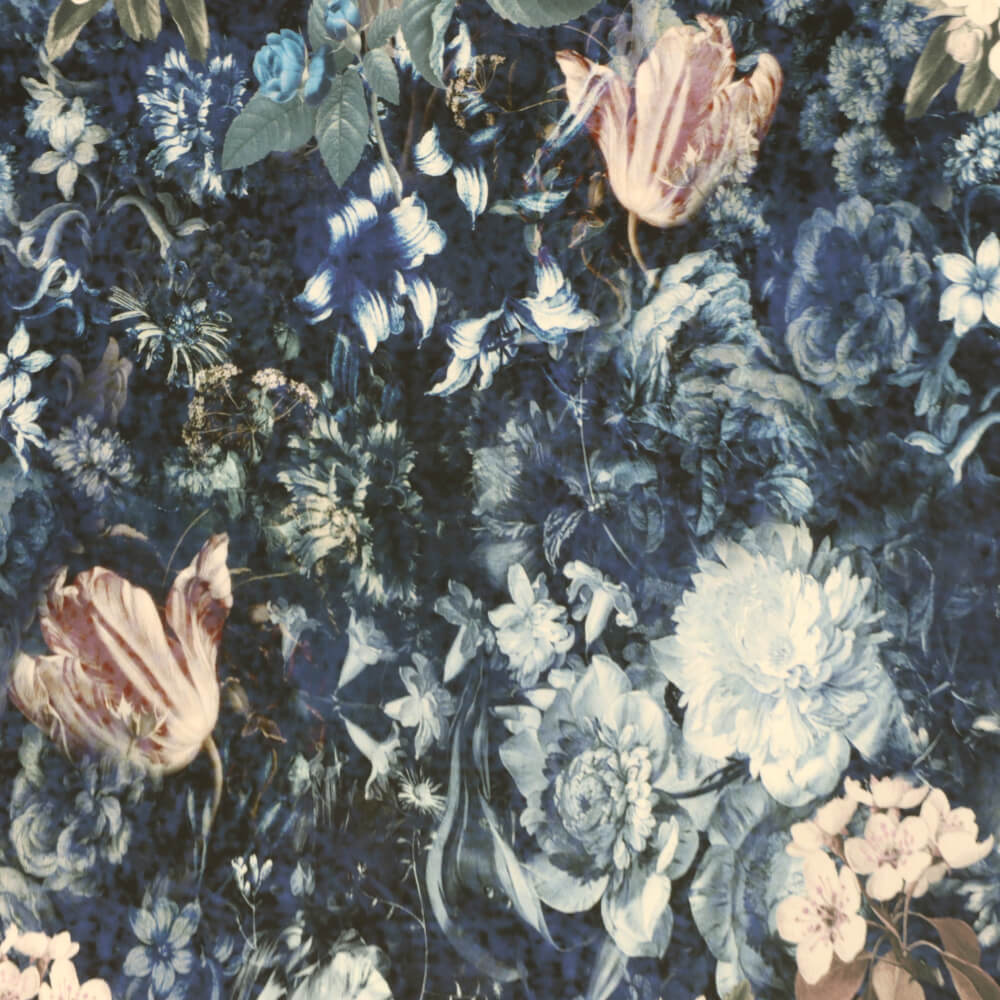 Midnight Floral Velvet Blue Room Fabric