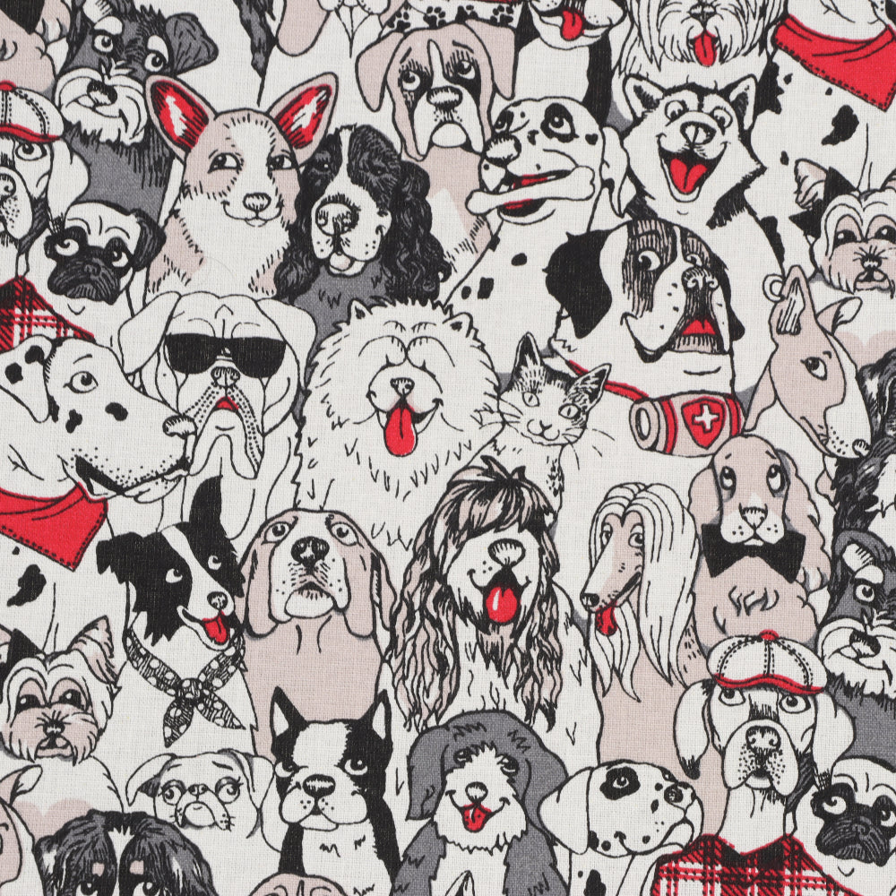 Canine Friends Gray Room Fabric