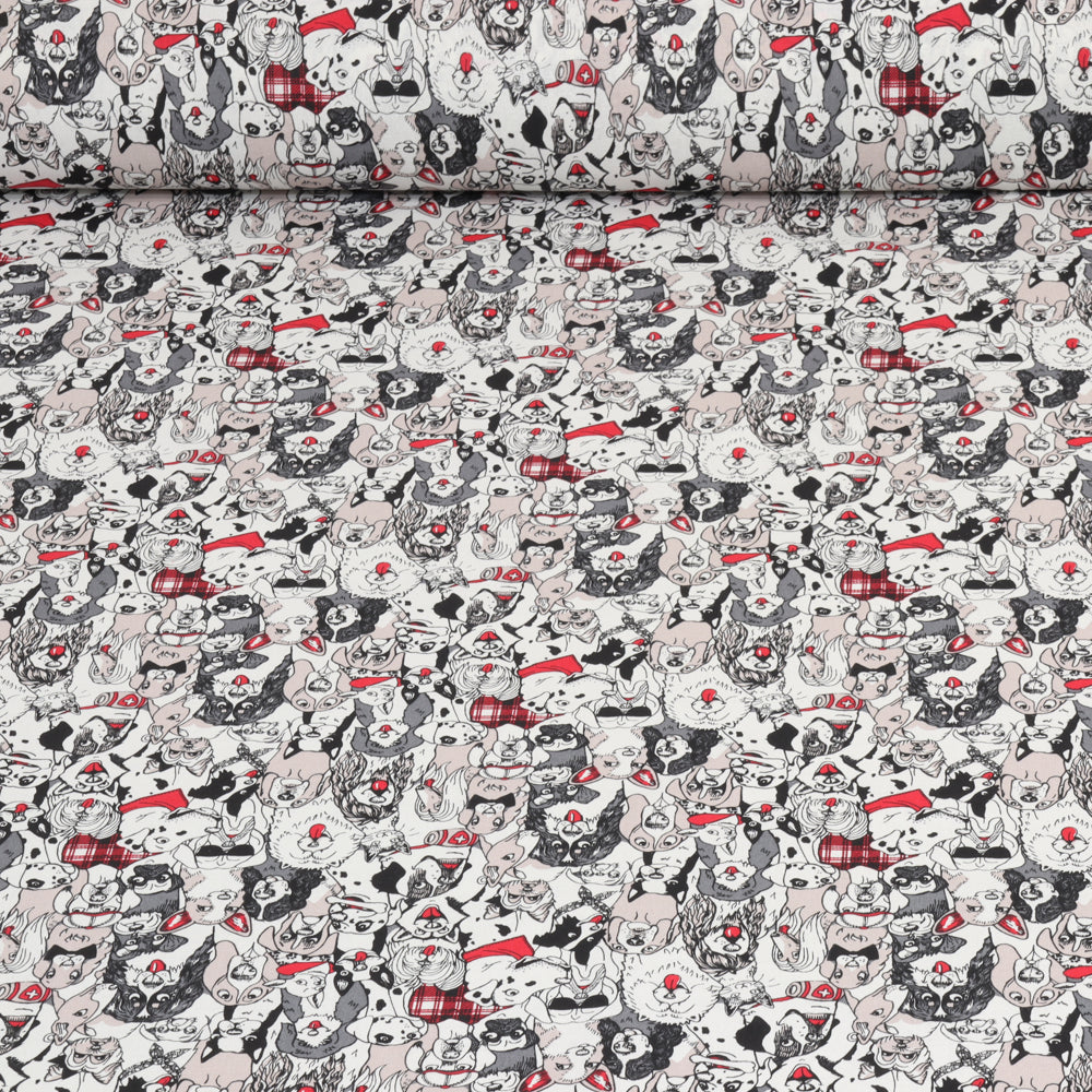Canine Friends Gray Room Fabric