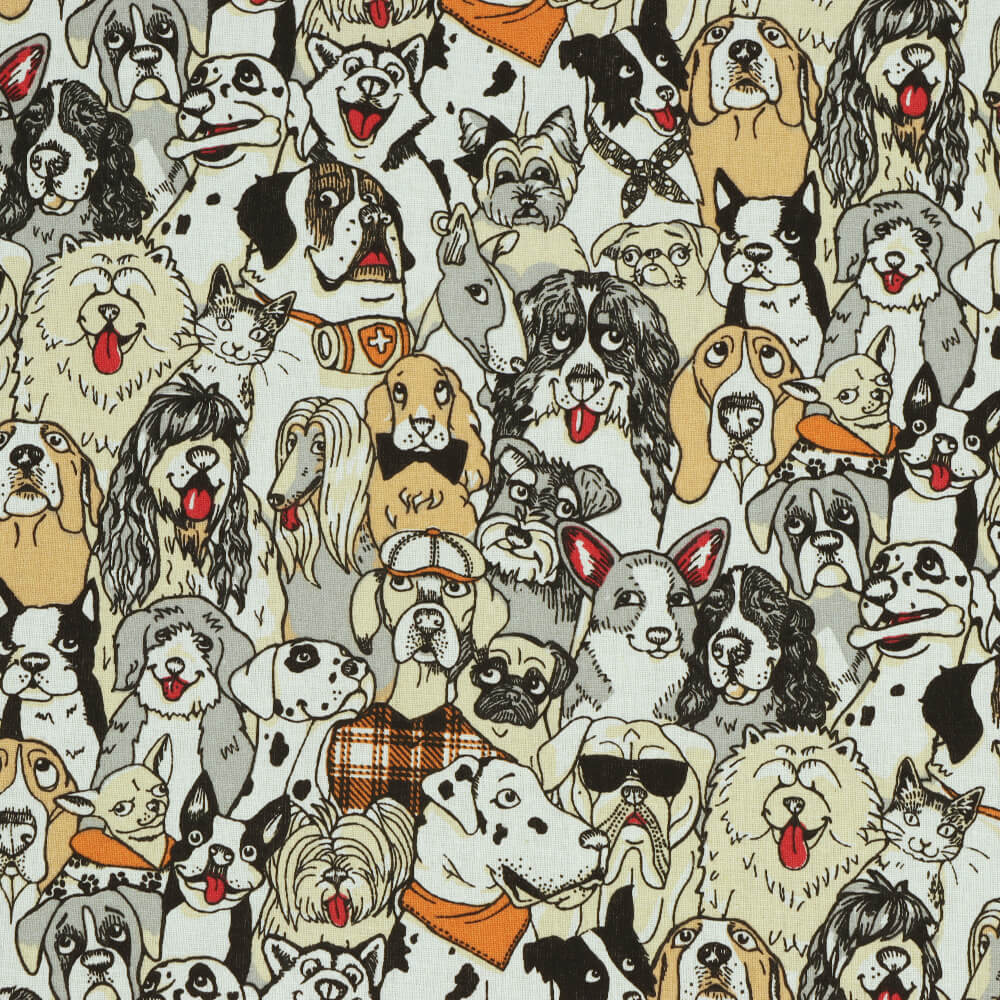 Canine Friends Ochre Room Fabric
