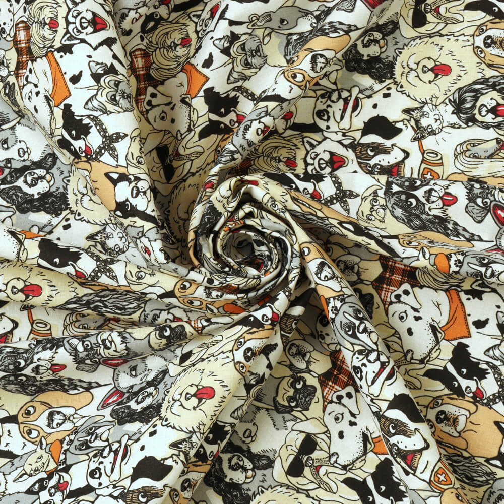 Canine Friends Ochre Room Fabric