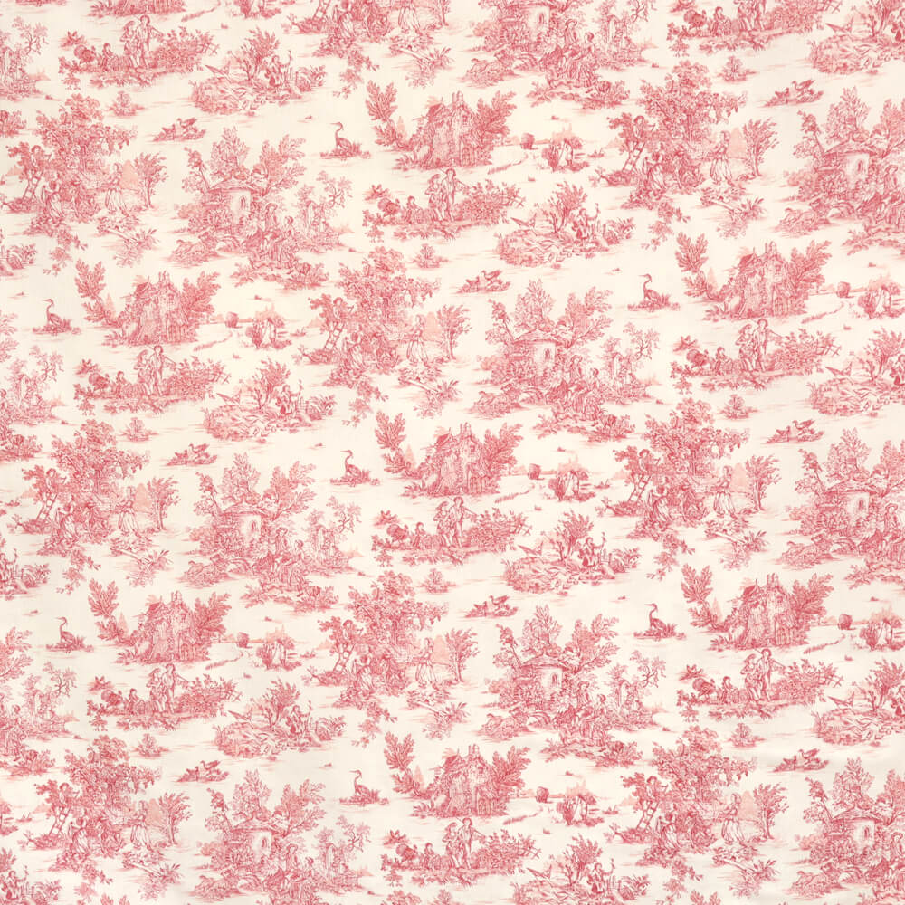 Mini French Toile De Jouy Red Double Width Fabric