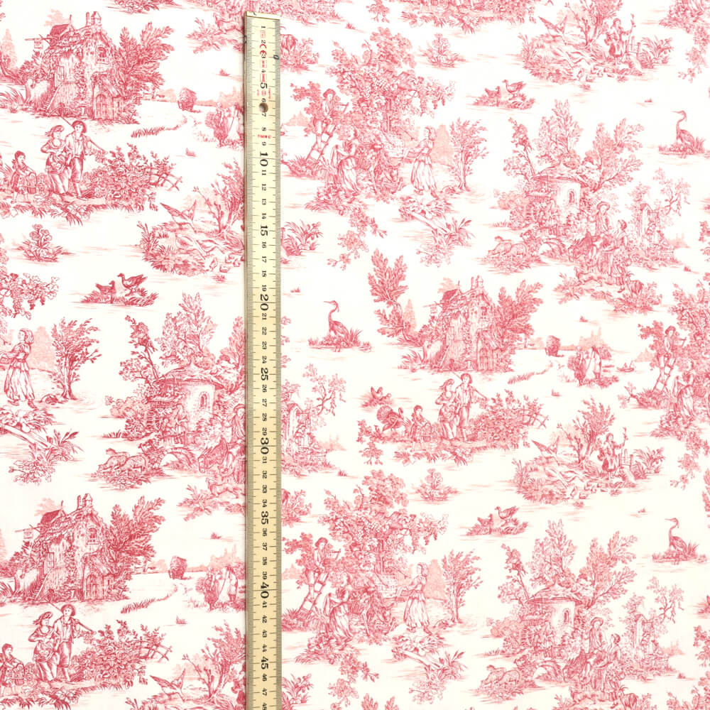 Mini French Toile De Jouy Red Double Width Room Fabric