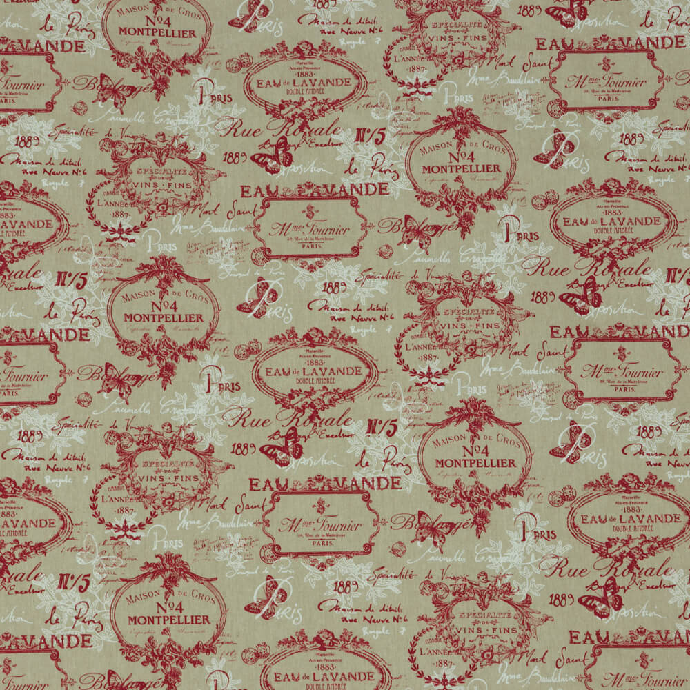 Paris Toile Red Fabric
