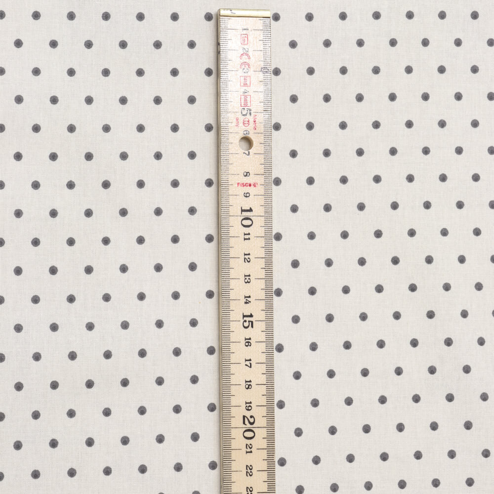 Raindrops Grey on Cream Cotton Room Fabric