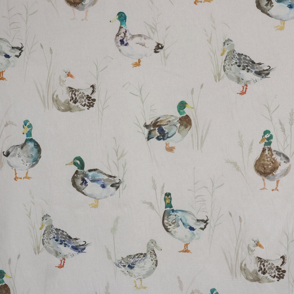 Voyage Paddling Ducks Large Linen Fabric - Silver