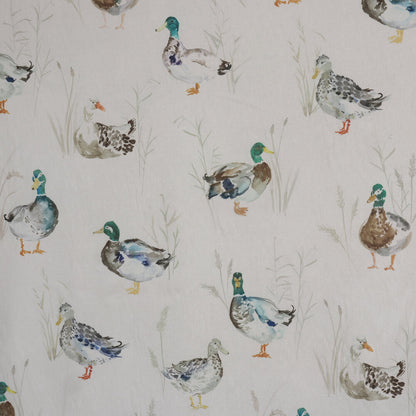 Voyage Paddling Ducks Large Linen Fabric - Silver