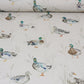 Voyage Paddling Ducks Large Linen Room Fabric - Silver