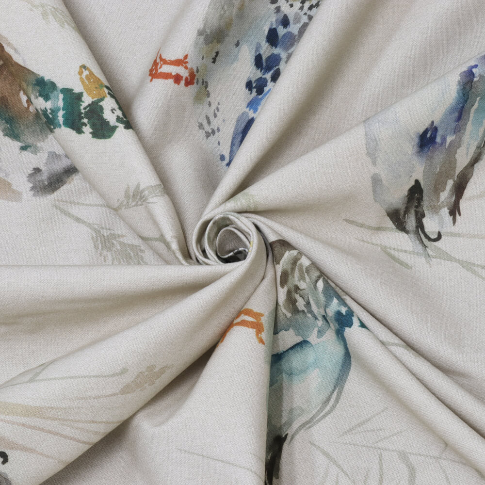 Voyage Paddling Ducks Large Linen Room Fabric - Silver