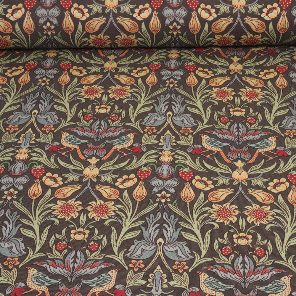 Strawberry Bird Tapestry Brown Room Fabric