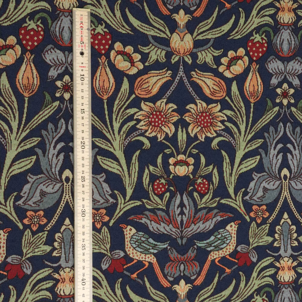 Strawberry Bird Tapestry Navy Room Fabric