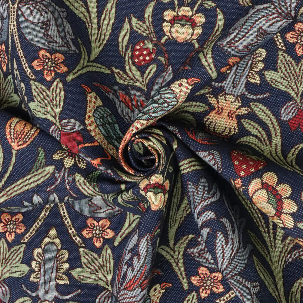 Strawberry Bird Tapestry Navy Room Fabric