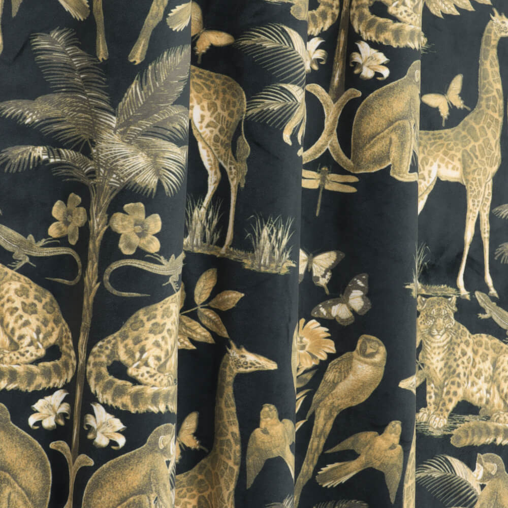 Wild Africa Gold Velvet Room Fabric