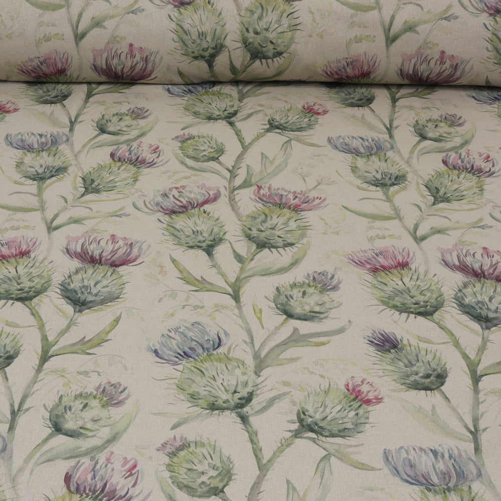 Voyage Thistle Glen Spring on Oatmeal Room Fabric