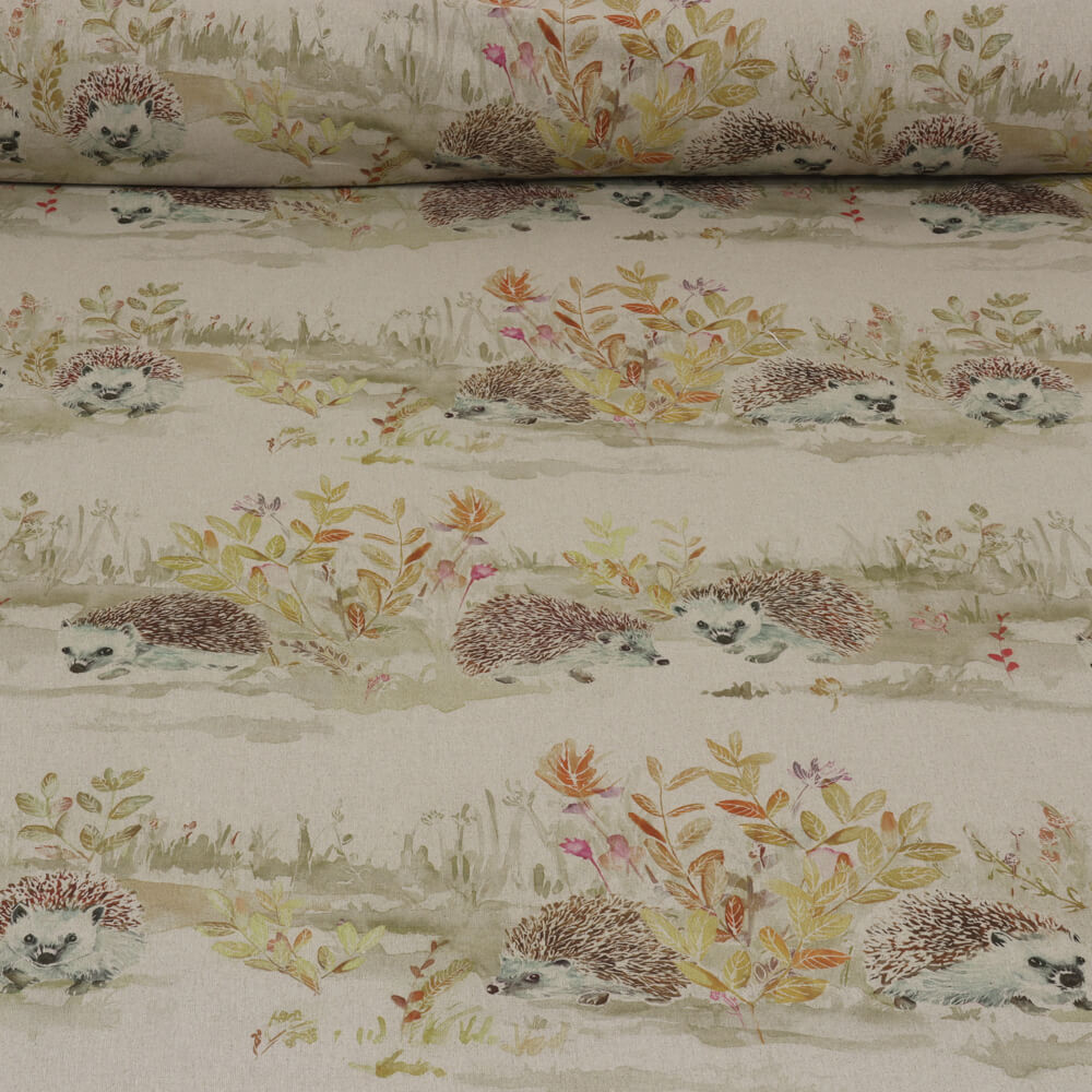 Voyage Maison Mr & Mrs Hedgehog on Oatmeal Room Fabric - Cream